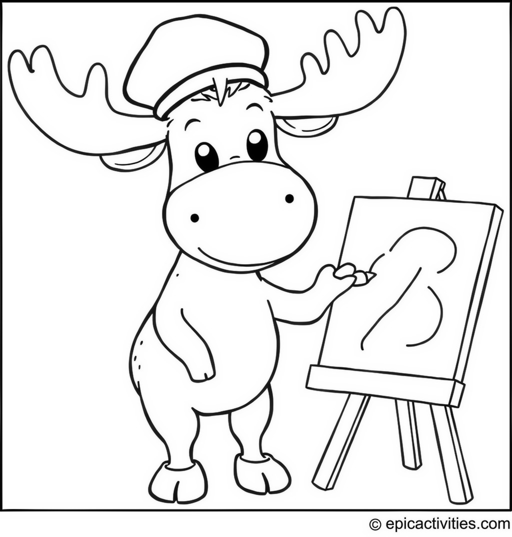 Coloring page of a Moose Artist