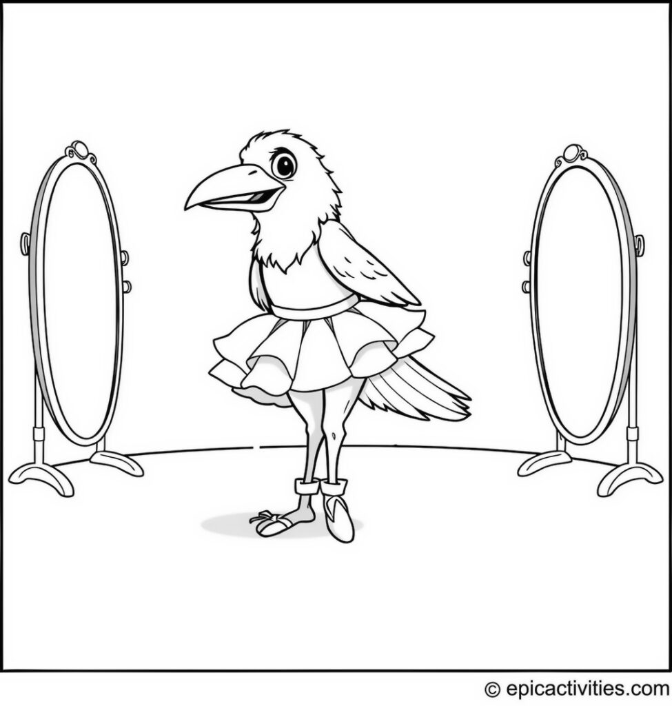 Coloring page of a Raven Ballet Dancer