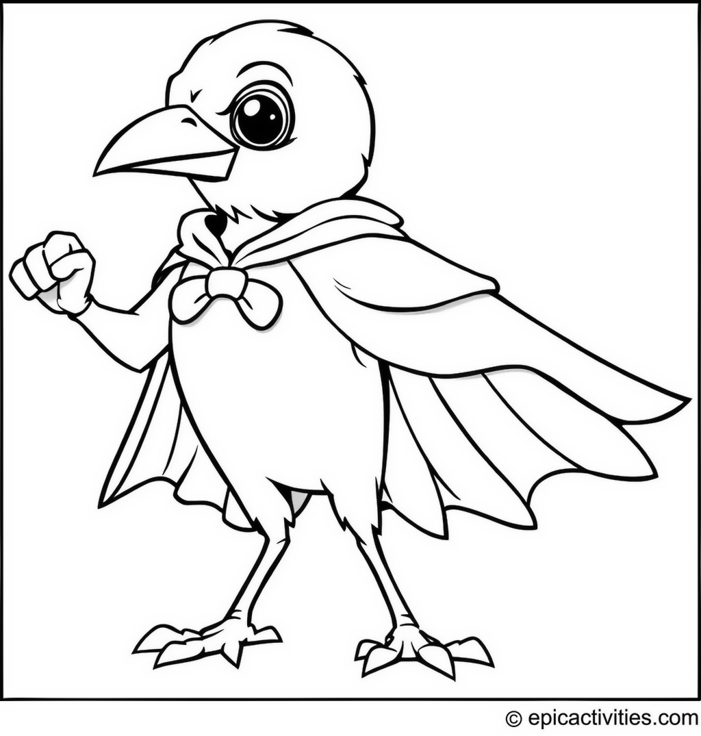 Coloring page of a Superhero Raven
