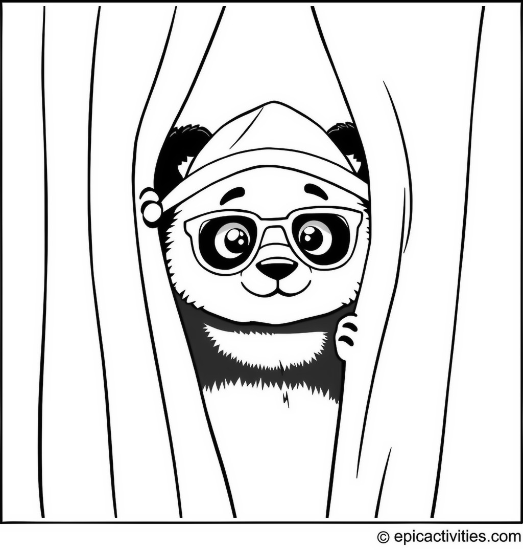 Coloring page of a Panda Detective on a Mystery Mission