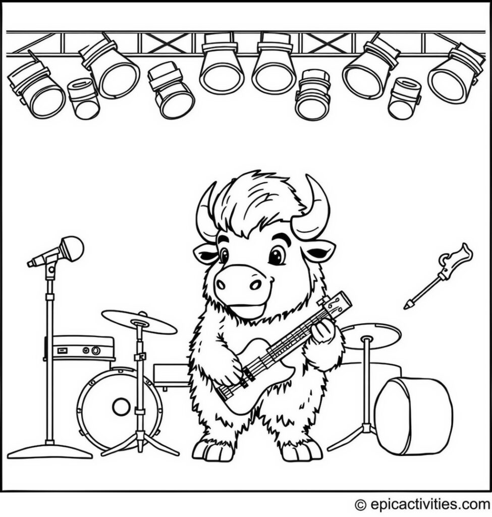 Coloring page of a Bison Music Band