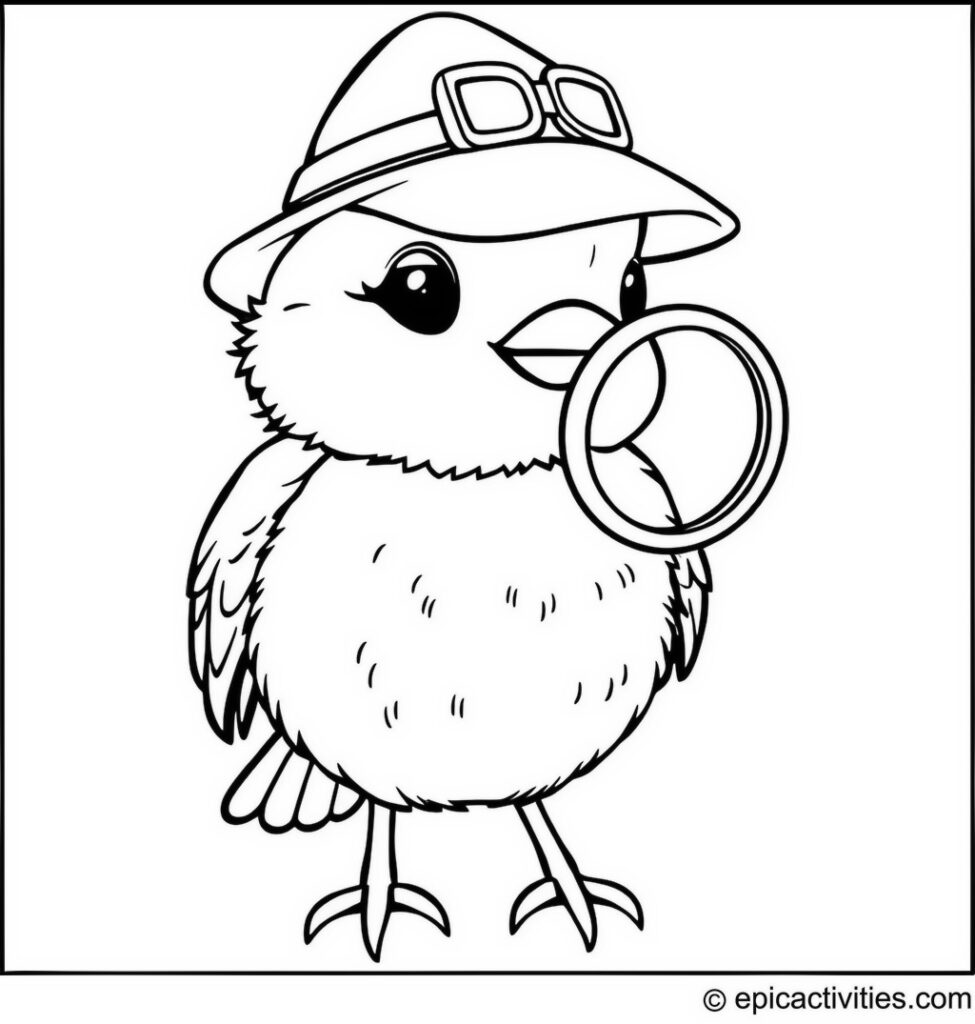 Coloring page of a Bluebird Detective