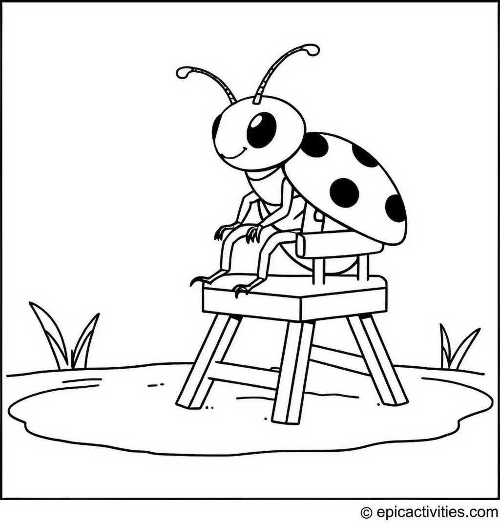 Coloring page of a Lifeguard Beetle at the Ladybug Pool